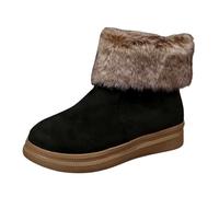 Winter Boots for Women UK Women's Winter Snow Boots Faux Fur Lined Warm Ankle Boot with Platform Sole Comfy Non - Slip Cozy Booties for UK Ladies Stylish Trendy Casual Cold Weather Footwear Black