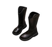 Winter Boots Girls Size 11 Winter Girls' Ankle Boots Mid Leg Solid Color Zipper Classic Everything for 3 to 12 Years Booths for Kids (Black, 3 Big Kids)