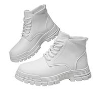 Winter Boots Half Height Men's Winter Warm Lined Snow Boots, High Top Plus Velvet Winter Shoes British Style Chunky Sole Ankle Boots with Lacing, Hiking Shoes for Outdoor Activities