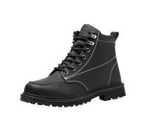 Winter Boots Made of Elastic with Leather, Boots for Urban Winter Outfits, Men's Worker Boots, Hiking Boots with Warm Lining, Classic Work Shoes, Autumn Short Boots, Leather Outdoor Shoes, black, 12.5