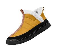Winter Boots Men's Lined Warm Winter Shoes Men's Waterproof Short Shaft Snow Boots with Plush Lining Winter Ankle Boots Handmade Boots Non-Slip Walking Shoes for Old People, yellow, 9 UK