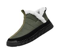 Winter Boots Men's Lined Warm Winter Shoes Men's Waterproof Short Shaft Snow Boots with Plush Lining Winter Ankle Boots Handmade Boots Non-Slip Walking Shoes for Old People, Green, 7 UK