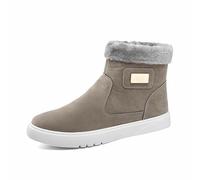 Winter Boots Side Zip Cold Weather Comfortable Heat Insulating Slip On Footwear, gray, 8 UK