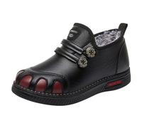 Winter Boots Women Uk Wide Fit Waterproof Walking Shoes Warm Fluffy Ankle Boot Comfortable Slid-On Chunky Heel Mid Booties Lightweight Non Slip Round Toe Snow waterproof boots womens Black 6.5
