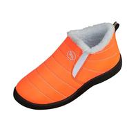 Winter Boots Women's Classic Lined Snow Boots Flat Sole Fleece Ankle Boots Waterproof Short Shaft Boots Non-Slip Thermal Boots with Zip Outdoor Snow Shoes, Orange1, 11.5 UK