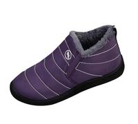 Winter Boots Women's Classic Lined Snow Boots Flat Sole Fleece Ankle Boots Waterproof Short Shaft Boots Non-Slip Thermal Boots with Zip Outdoor Snow Shoes, Dark Purple1, 10 UK