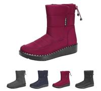 Winter Boots Women's Lined Snow Boots Men Waterproof Outdoor Boots Wide Feet Snow Boots Low Hiking Shoes Orthopaedic Snow Shoes Warm Leisure Shoes Non-Slip Boat Shoes, red, 8.5 UK