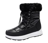 Winter Boots Women's Lined Snow Boots Men Waterproof Outdoor Boots Wide Feet Snow Boots Low Hiking Shoes Orthopaedic Snow Shoes Warm Leisure Shoes Non-Slip Boat Shoes, black, 8 UK