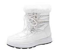 Winter Boots Women's Lined Snow Boots Men Waterproof Outdoor Boots Wide Feet Snow Boots Low Hiking Shoes Orthopaedic Snow Shoes Warm Leisure Shoes Non-Slip Boat Shoes, White, 8 UK