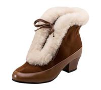 Winter Boots Women's Shoes 2023 Snow Shoes Foreign Trade Large Plush Short Boots Warm Cotton Boots Cotton Shoes, brown, 7 UK