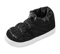 Winter Boots Women's Snow Boots Winter Shoes Autumn and Winter Down Cotton Slippers Female EVA Bag with Cotton Shoes Warm Home Indoor Non-Slip Pair Lace-up Boots Women Black, black, 8.5 UK