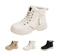 Winter Boots Women's Winter Lace-Up Boots Lined Fluffy Warm Work Boots Short Boots Snow Boots Plus Velvet Comfort Winter Shoes Waterproof Non-Slip Trekking Boots Thermal Boots, White, 7 UK