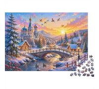 Winter Bridge Church 1000pcs Mini Puzzle For Adults Challenging