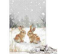 Winter Bunnies in The Snow 1000 Piece Jigsaw Puzzles Colourful Puzzle for Men for Kids Age 12 Years Up 1000pcs (75x50cm)