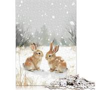 Winter Bunnies in The Snow Jigsaw Puzzles Puzzle for Adults Kids. 1000 Piece Great Gifts Challenge Toy Educational Game Home Decoration for Adults& Kids Age 14 Years Up 1000pcs (75x50cm)