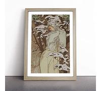 Winter By Alphonse Mucha | Framed Wall Art Print | Modern Home Decor Picture | Ready to Hang Artwork for Living Room, Bedroom, Kitchen or Office | Multiple Sizes
