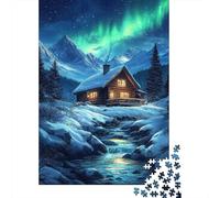 Winter Cabin by The Stream 1000-Piece Adult Jigsaw Puzzle, 52x38cm/1000pcs; for Progress Whenever Time Allows; White Card Pieces with Reduced Dust