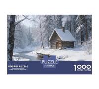 Winter Cabin in The Forest Jigsaw Puzzles for Adults Interesting Puzzle Game 1000 Piece Brain Challenge for Adults Gifts 38x26cm/1000pcs