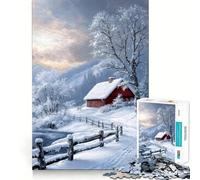 Winter Cabin Landscape 1000-piece Puzzle for Teenagers Focus Memory Game Professional Grade Cutting Relaxing Indoor Group Activity (50x75cm)
