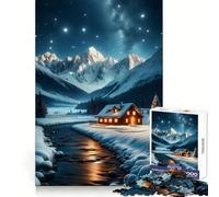 Winter Cabin Landscape for Adults 1000 Piece Jigsaw Puzzle Mental Exercise Serene Escape Snug Lock (38x52cm)