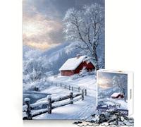 Winter Cabin Landscape Jigsaw for Teenagers 1000 Pieces Mind Recall Soft Distraction Firm Interlock Holiday Treat (38x52cm)