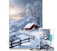 Winter Cabin Landscape Jigsaw Puzzle 1000 Logic Thinking Play Expert Cutting Craftsmanship Quiet Time Mind Exercise at Home (38x52cm)