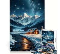 Winter Cabin Landscape Teenager Jigsaw Puzzles 1000 Pieces Boost Memory Casual Enjoyment Quality Cut Birthday Present (50x75cm)