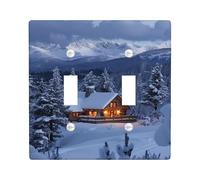 Winter Cabin Light Switch Cover Plates/Outlet Covers, Snowy Scene for Home Decor, Thermoplastic Wall Plates, Standard Size Double Toggle