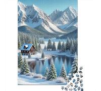 Winter Cabin Mountain1000 Piece Cardboard Alps Hut Jigsaw Puzzle Collection Adult Puzzle Lovers Cognitive Development Stress Relief Wall Decoration 70x50cm/1000pcs