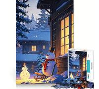 Winter Cabin Scene Snowmen 1000 Piece Jigsaws for Adults Think Training Play Tight Lock No Loose Pieces Unique Gift for Stress Relief (50x75cm)