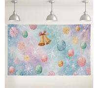 Winter Candy Themed Wall Backdrop, Colorful Sweet Treats Party Decorations, Snowflake Indoor/Outdoor Photography Background for Christmas Events 71x43 Inch