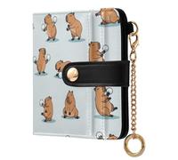 Winter Capybara Snowball White Print Small Women Wallet RFID Blocking PU Leather Bifold Compact Card Holder with Coin Pocket Zipper Purse for Girls Women Ladies