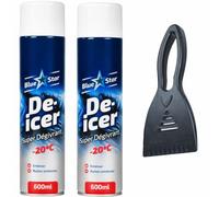 Winter Car De-Icer Spray 600ml Twin Pack with Ice Scraper | Quick Action Frost & Ice Remover for Windscreens, Mirrors & Windows | Anti-Freeze Vehicle Care Kit