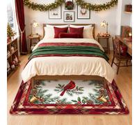 Winter Cardinal and Holly Theme Christmas Area Rug 4' X 6'
