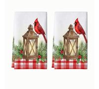 Winter Cardinal and Lantern Design 2 Pcs Kitchen Towels 16x24Inch