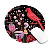 Winter Cardinal Art Mouse Pad, Red Bird Abstract Design Non-Slip Rubber Mousepad, Elegant Gaming Desk Mat for Home and Office Computer Round 8x8 Inch