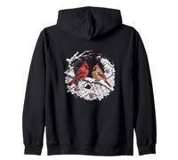 Winter Cardinal Bird Graphic Tee Memorial Holiday Nature Zip Hoodie