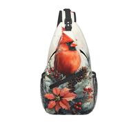 Winter Cardinal Birds Women Men Crossbody Backpack Lightweight Crossbody Bags Small Sling Bag For Daily Use Outdoor Shopping