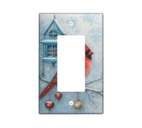 Winter Cardinal Light Switch Cover Plates/Outlet Covers, Red Bird with Snowflakes for Holiday Decor, Thermoplastic Wall Plates, Standard Size Single Rocker