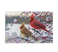 Winter Cardinals Birds Jigsaw Puzzle 1000 Pieces Puzzles Educational Intellectual Decompressing Fun Game for Kids Adult Home Wall Decor75*50cm