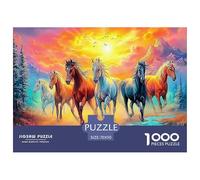 Winter Carriage 1000 Pieces Puzzle for Adults & Kids | Detailed -Horses Vibrant Sunset Sky Impossible Hard Challenging Great Gift Idea70x50cm/1000pcs