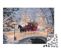 Winter Carriage Bridge 1000 Piece Jigsaw Puzzle Jigsaw Puzzle for Adults Snow Scene Relaxation Home Decor 70x50cm/1000pcs