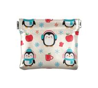Winter Cartoon Penguin Cute Women Leather Cash Wallet Cute Organizing Pouches for Lady, winter cartoon penguin cute, One Size, Print Art