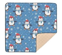 Winter Cartoon Penguin Prints Baby Play Mat for Floor, 50x50 inch Playpen Mat,Thicken Soft Non-Slip Tummy Time Mat for Toddlers and Infants