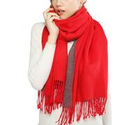 Winter Cashmere Wool Scarf Pashmina Shawl Wrap for Women Long Large Warm Thick Reversible Scarves Red and Grey