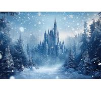 Winter Castle Backdrop 10x8ft Enchanted Blue Crystal Castle Snowy Forest