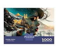 Winter Castle Lady 1000 Piece Classic Jigsaw Puzzle Frosty Elegance Puzzle for Adults Recycled Cardboard Adult Educational Challenge Fun Present Home Activity Great Gift for Beginners 70x50cm/1000pcs