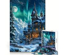 Winter Castle Under Aurora Borealis for Adults 1000 Piece Puzzle Think Training Serene Escape Defined Edges Creative Gift (38x52cm)