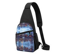 Winter Casual Sling Bag Crossbody Shoulder Pack,Durable Polyester Chest Bag with Multiple Pockets and Key Holder,Adjustable Strap for Men Women