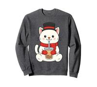Winter Cat Boba Club Kawaii Bubble Tea Mood Sweatshirt